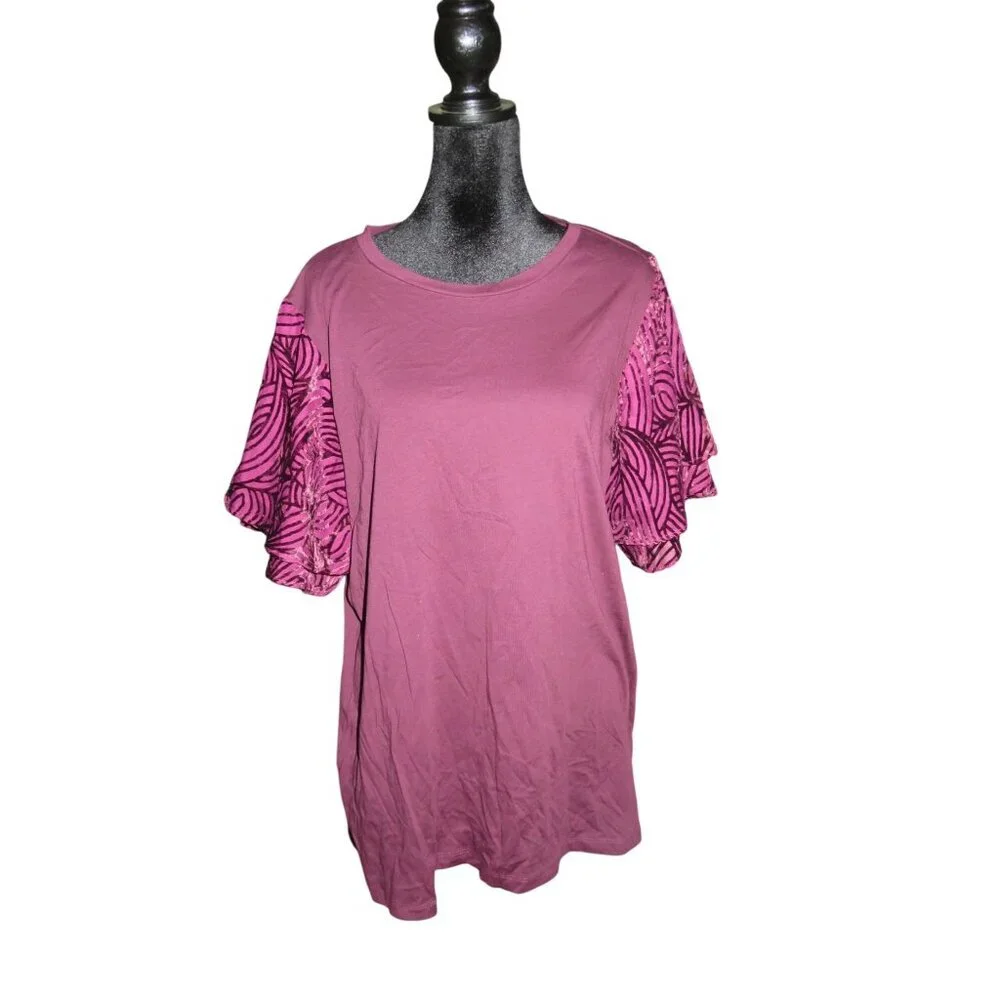 Michael Kors Fuchsia Embellished sleeve tunic top